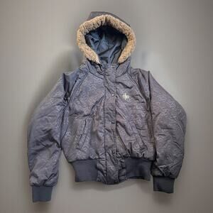 South Pole Vintage Black Women’s Faux Fur Crop Puffer SZ XL